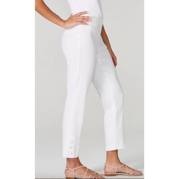 Women's J.Jill Linen Button Hem Ankle Pants, size large - Picture 2 of 13